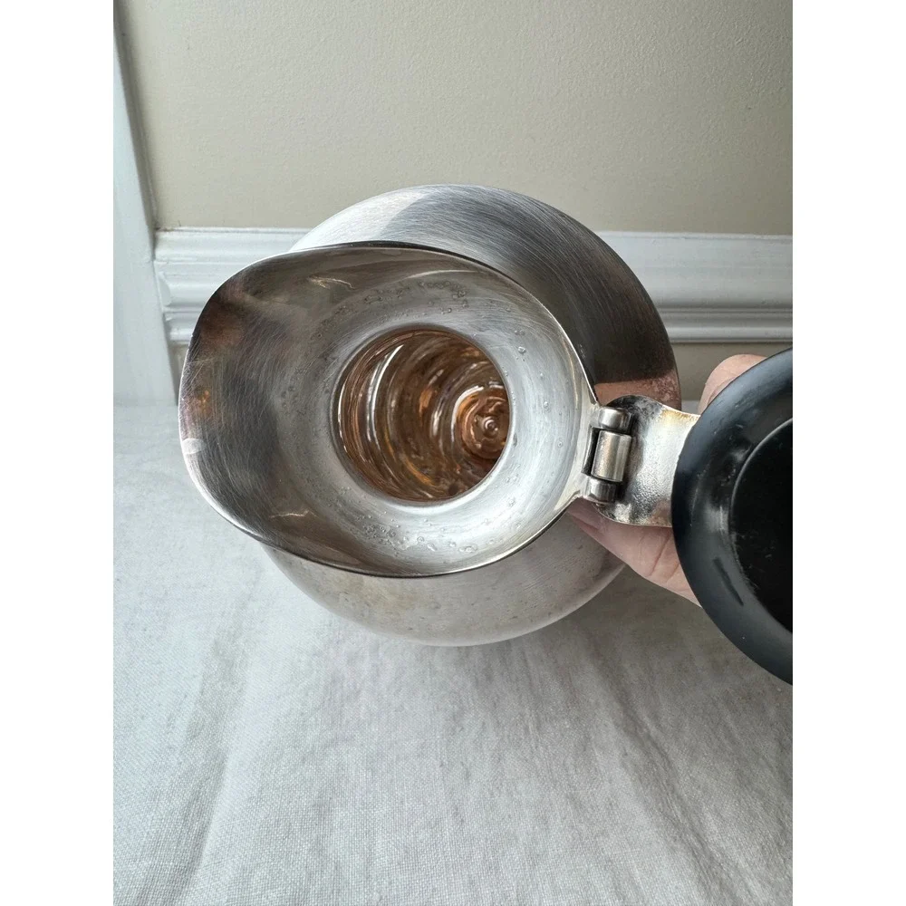 Vintage Mid Century Modern Italian Silver Plated Insulated Barware Pitcher MCM